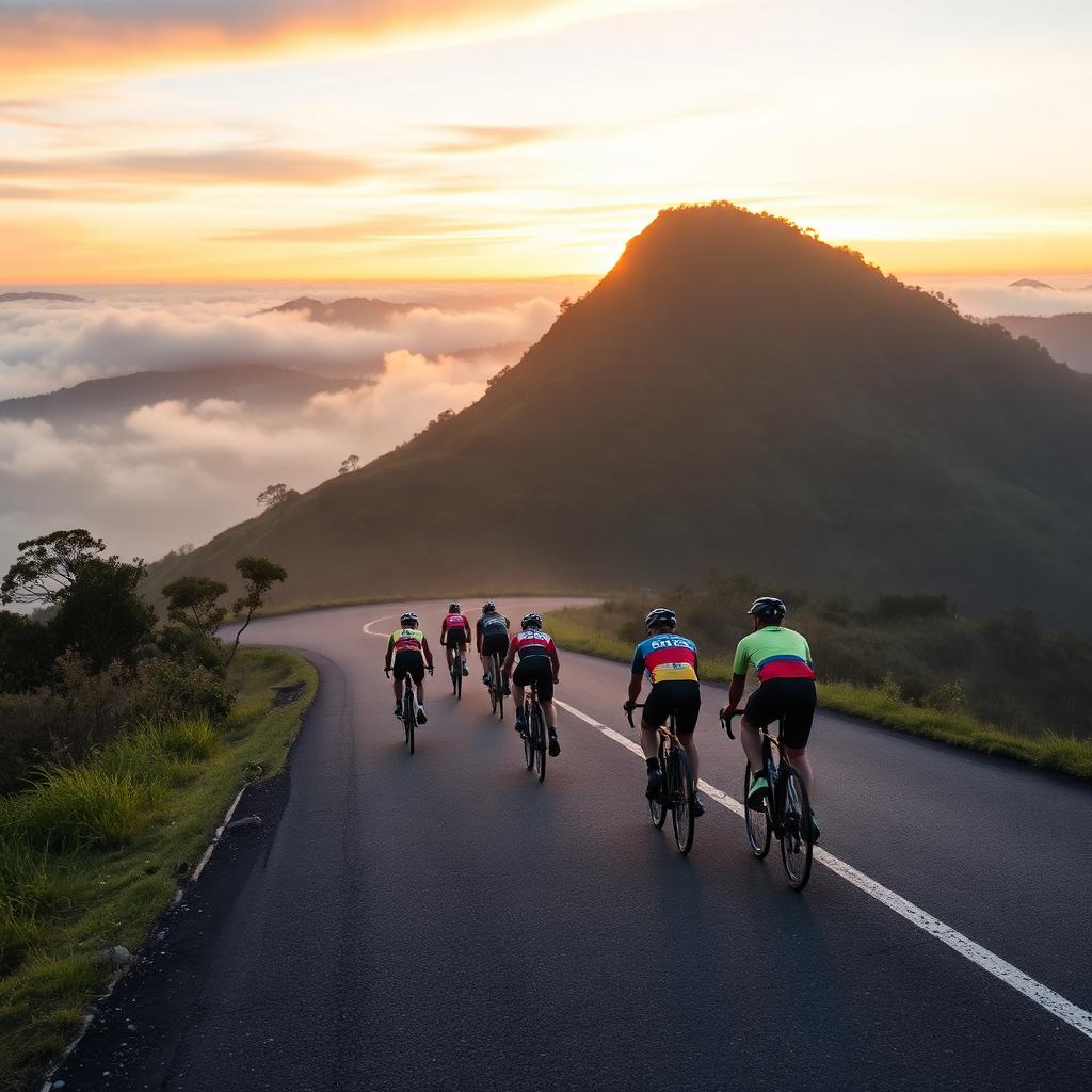 Ciclistas em montanha